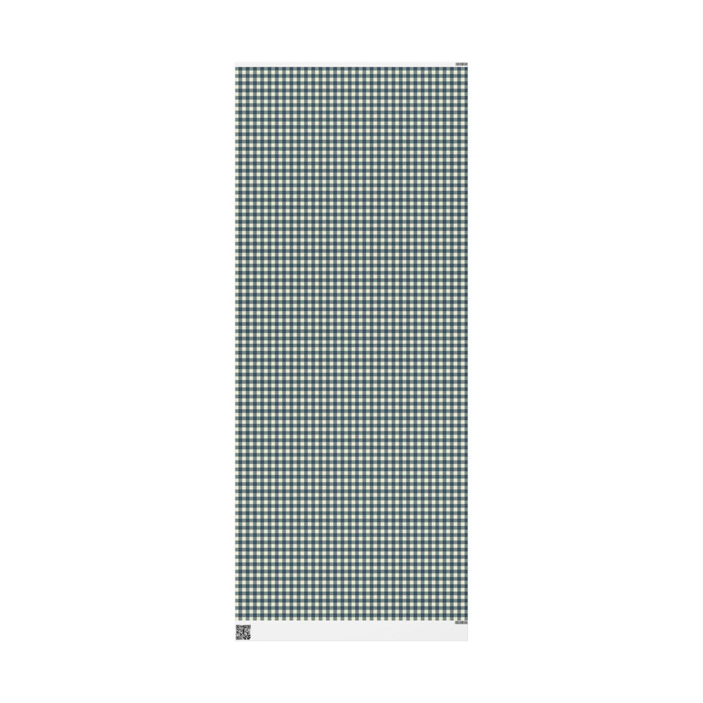 Weathered Blue Check Wrapping Paper Roll