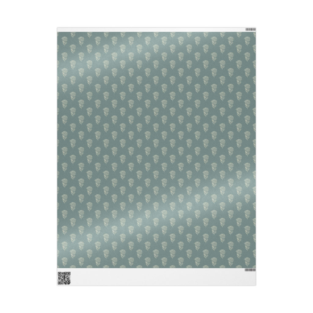 Mustard Flower on Weathered Teal Wrapping Paper Roll
