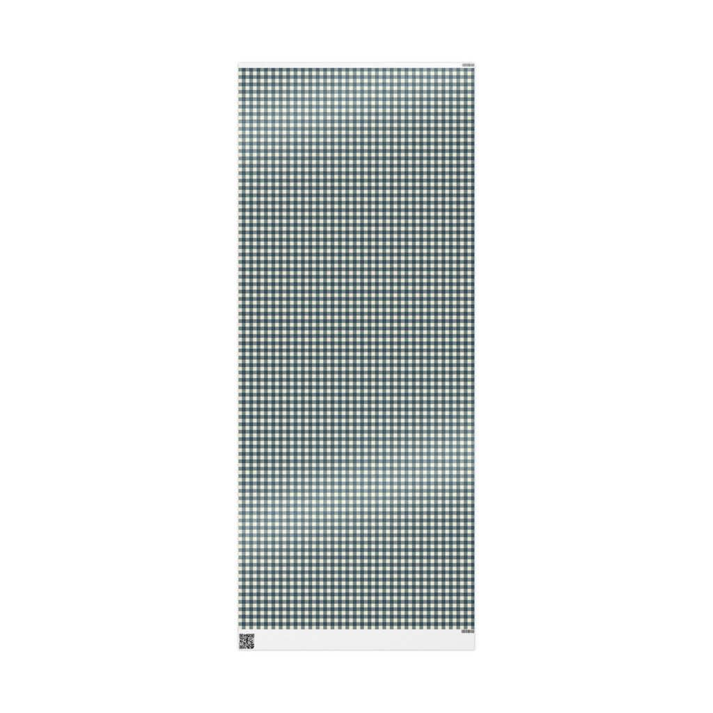 Weathered Blue Check Wrapping Paper Roll