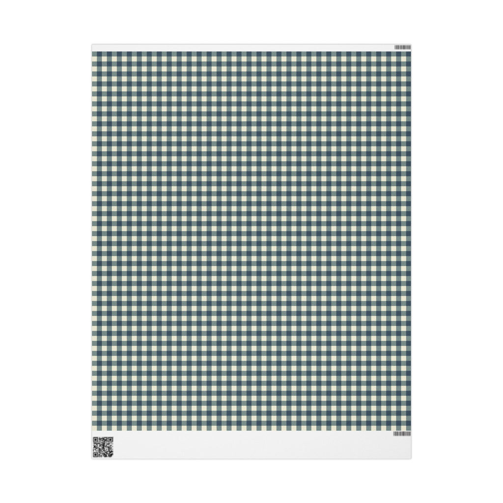Weathered Blue Check Wrapping Paper Roll