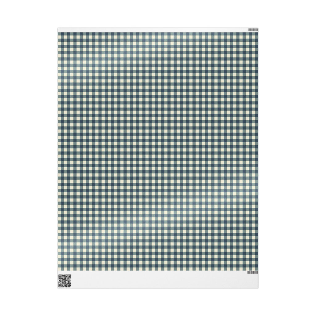 Weathered Blue Check Wrapping Paper Roll
