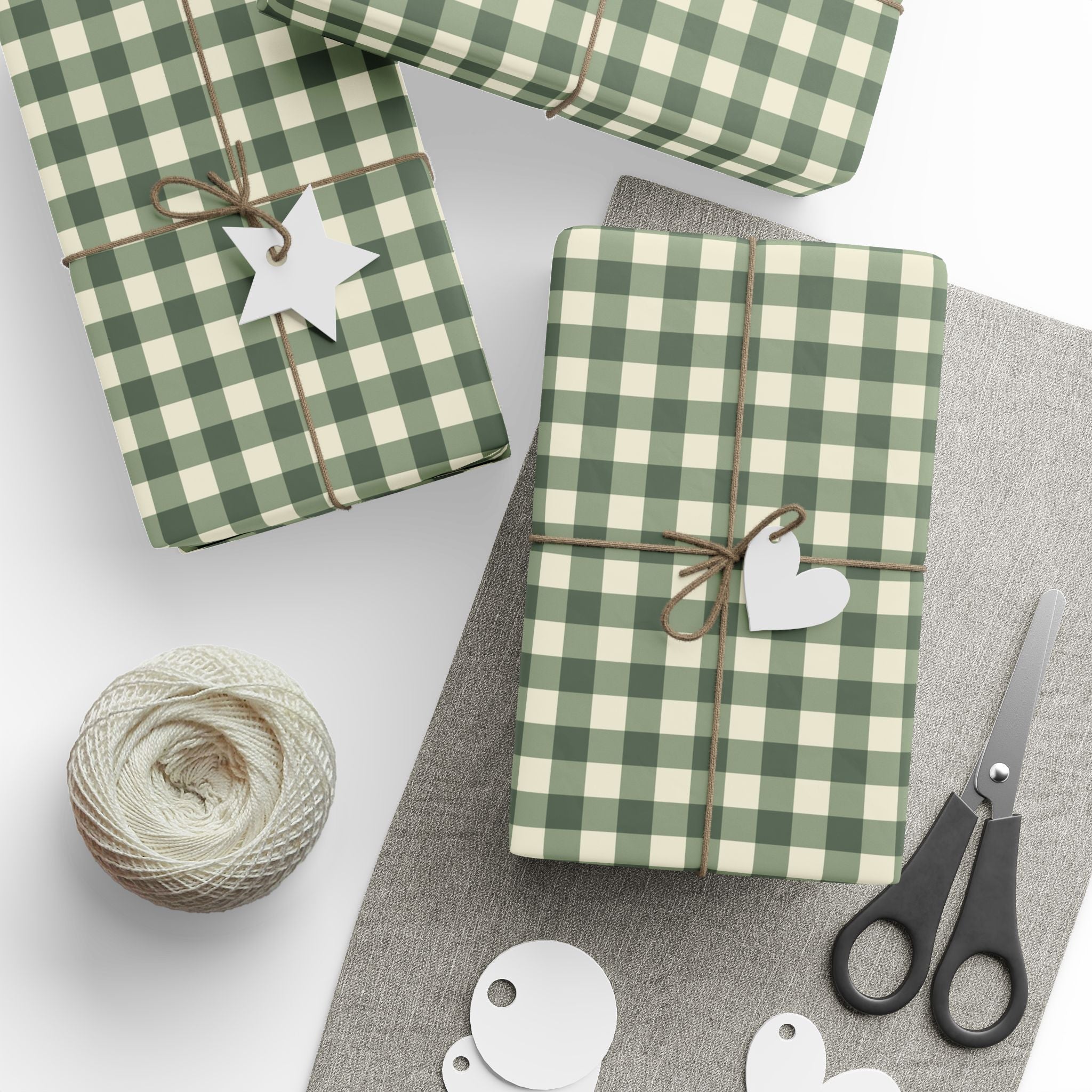 Heirloom Green Check Wrapping Paper Roll