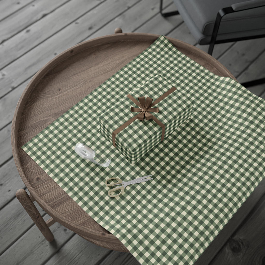 Heirloom Green Check Wrapping Paper Roll