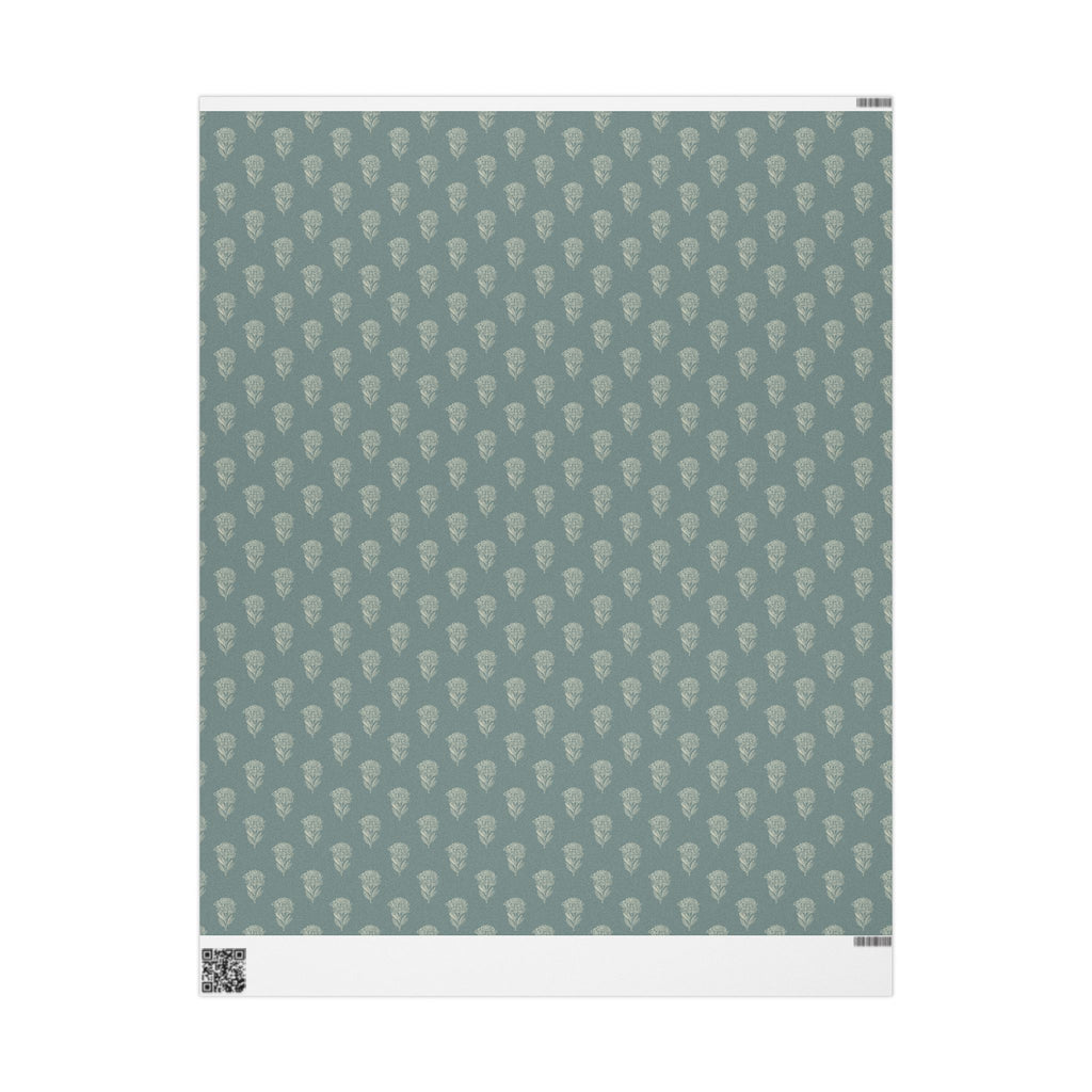 Mustard Flower on Weathered Teal Wrapping Paper Roll