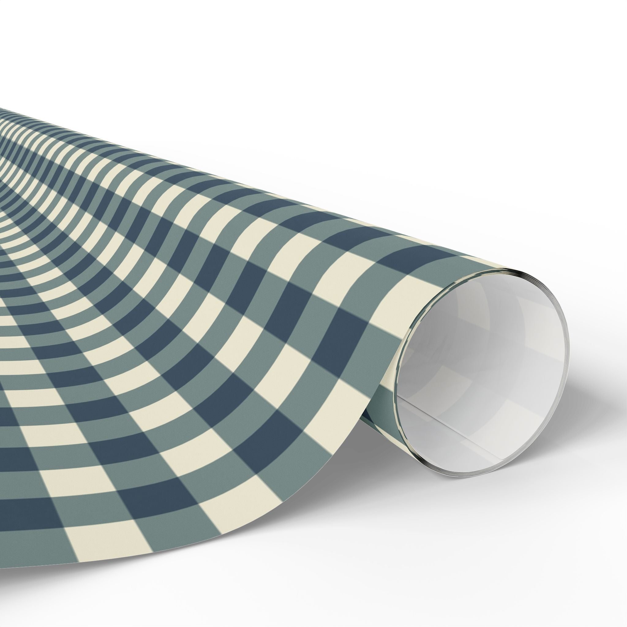 Weathered Blue Check Wrapping Paper Roll