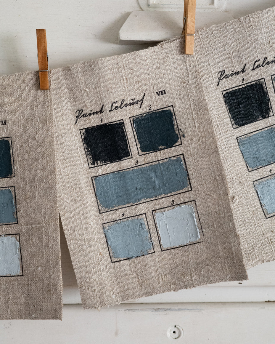 Blue Five Color Study on Antique Linen