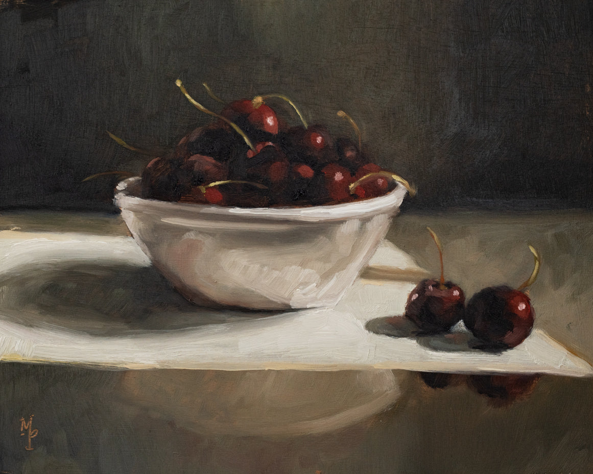 "Bowl of Cherries" | 8 x 10 original oil painting