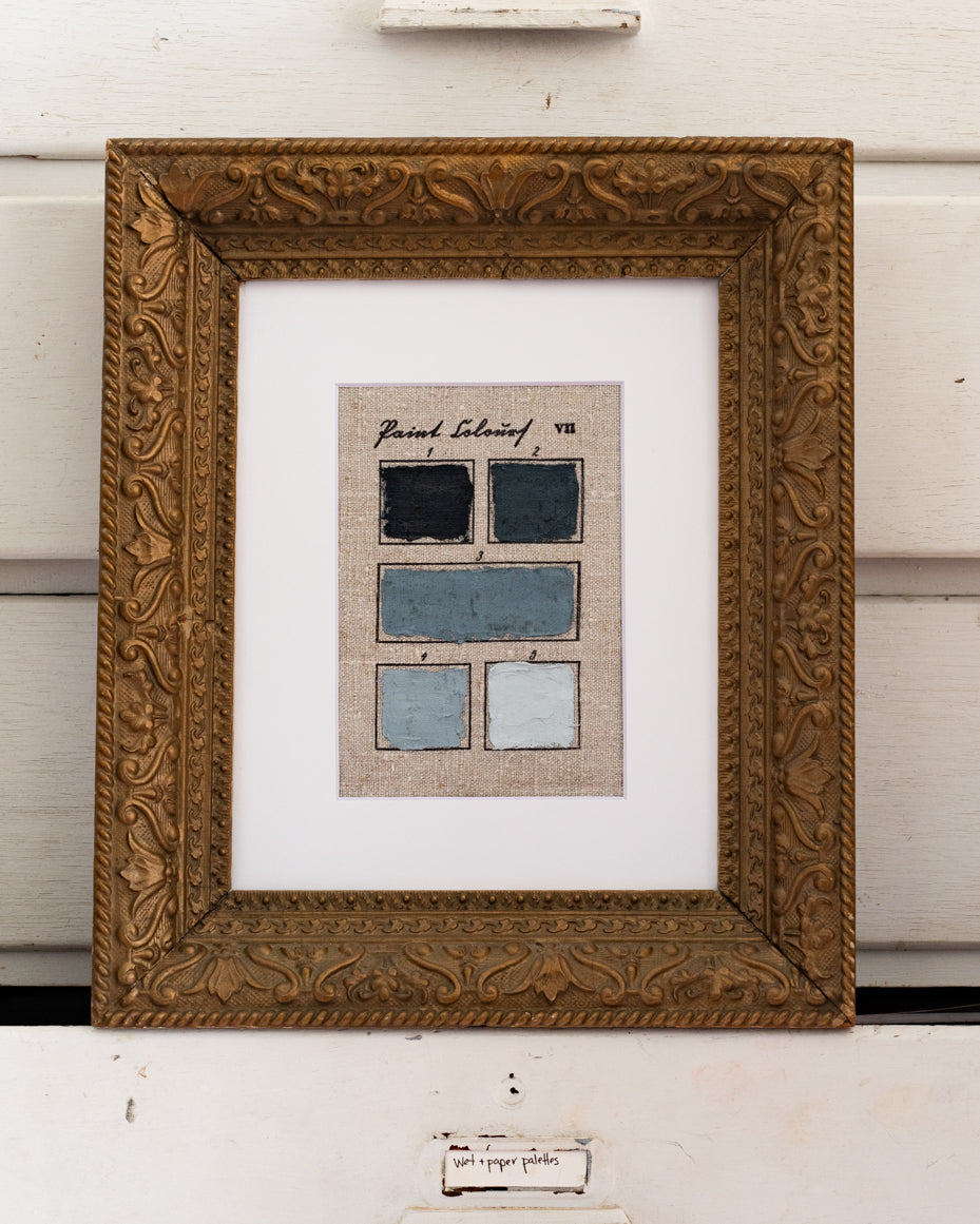 Blue Five Color Study on Antique Linen