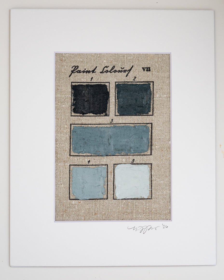 Blue Five Color Study on Antique Linen
