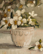 "Cup of Mock Orange Blooms" |  8 3/4 x 6 3/4" original oil painting framed