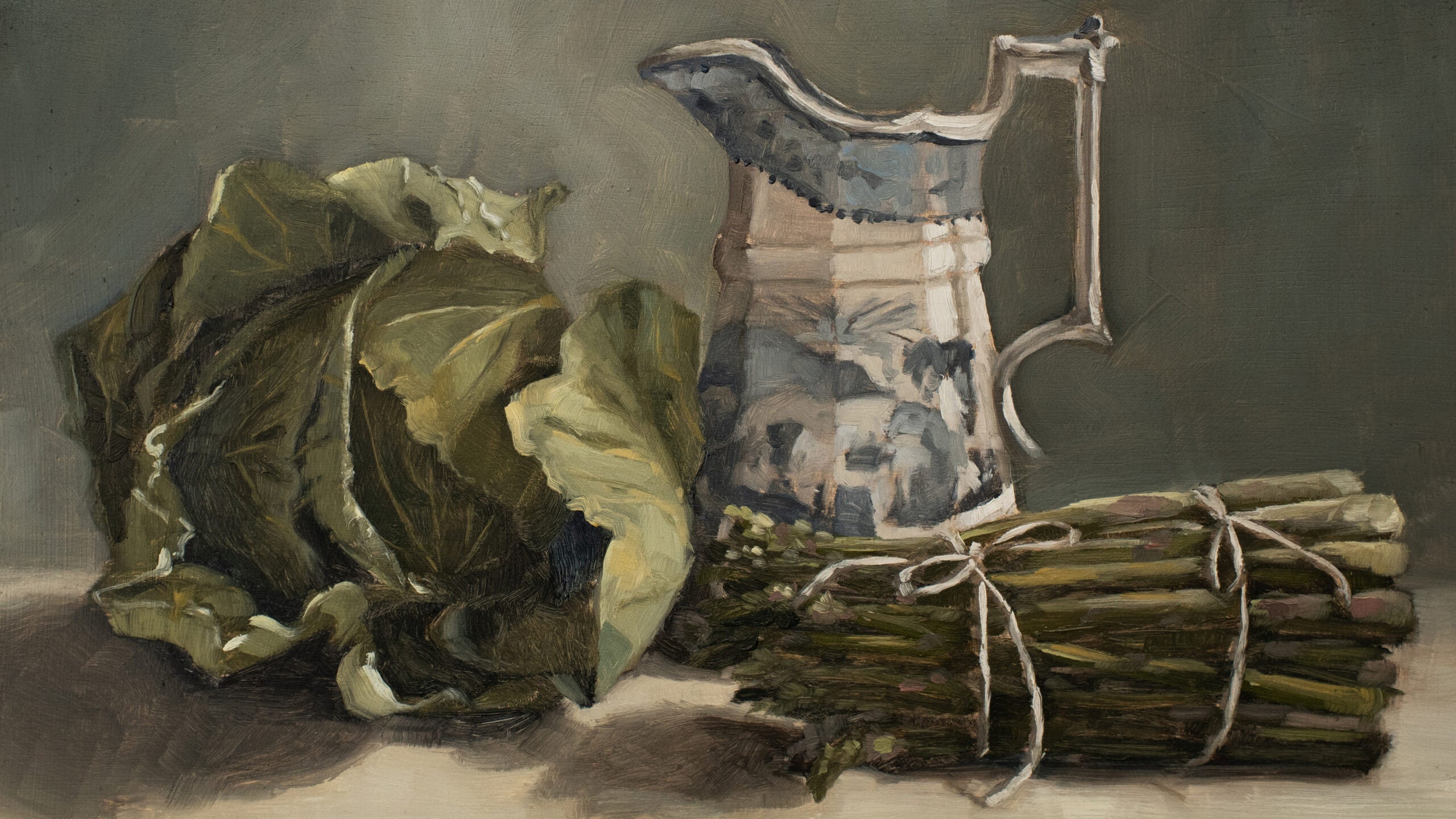 Lettuce, Asparagus and Pitcher