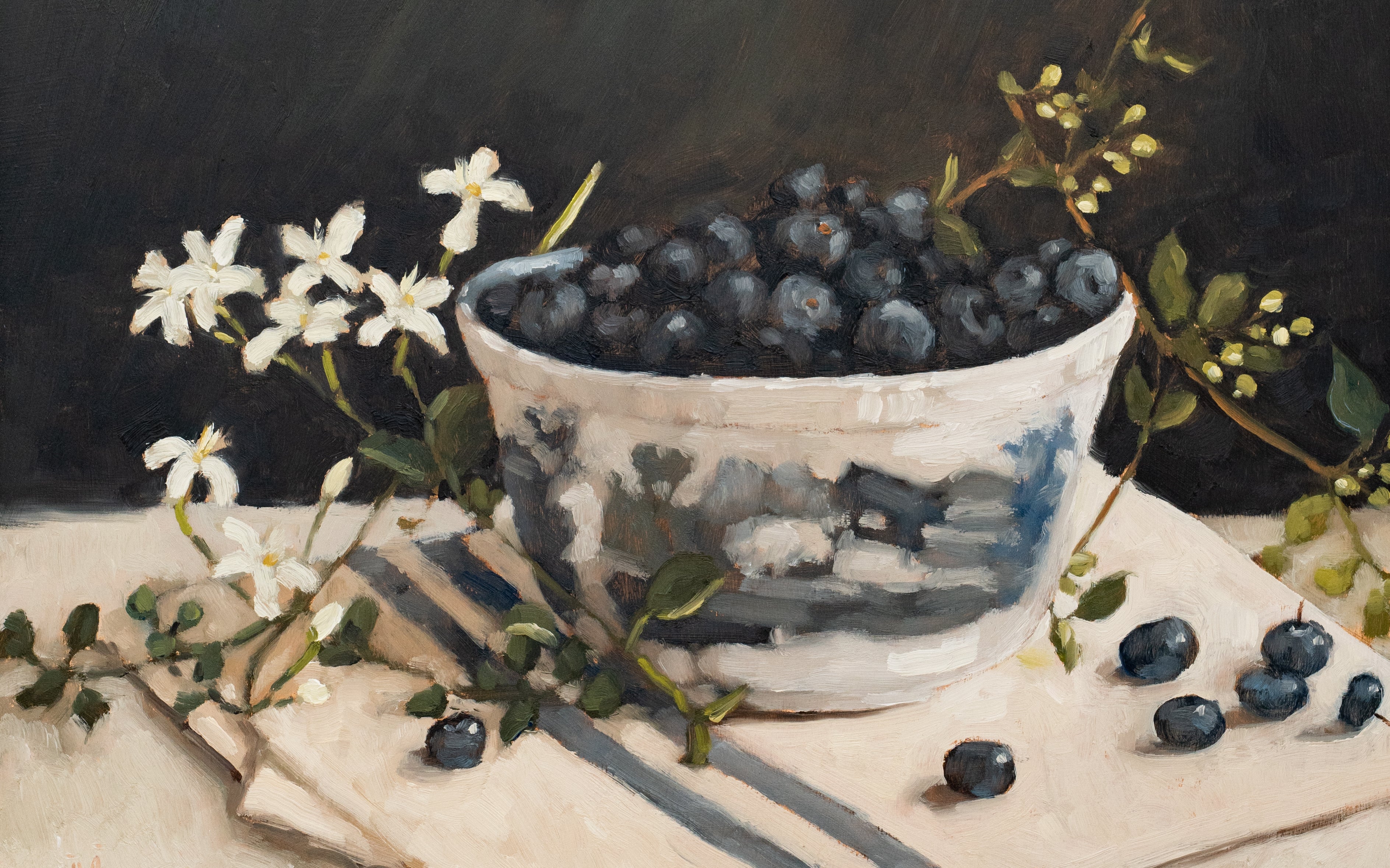 Blueberries in a Transferware Bowl