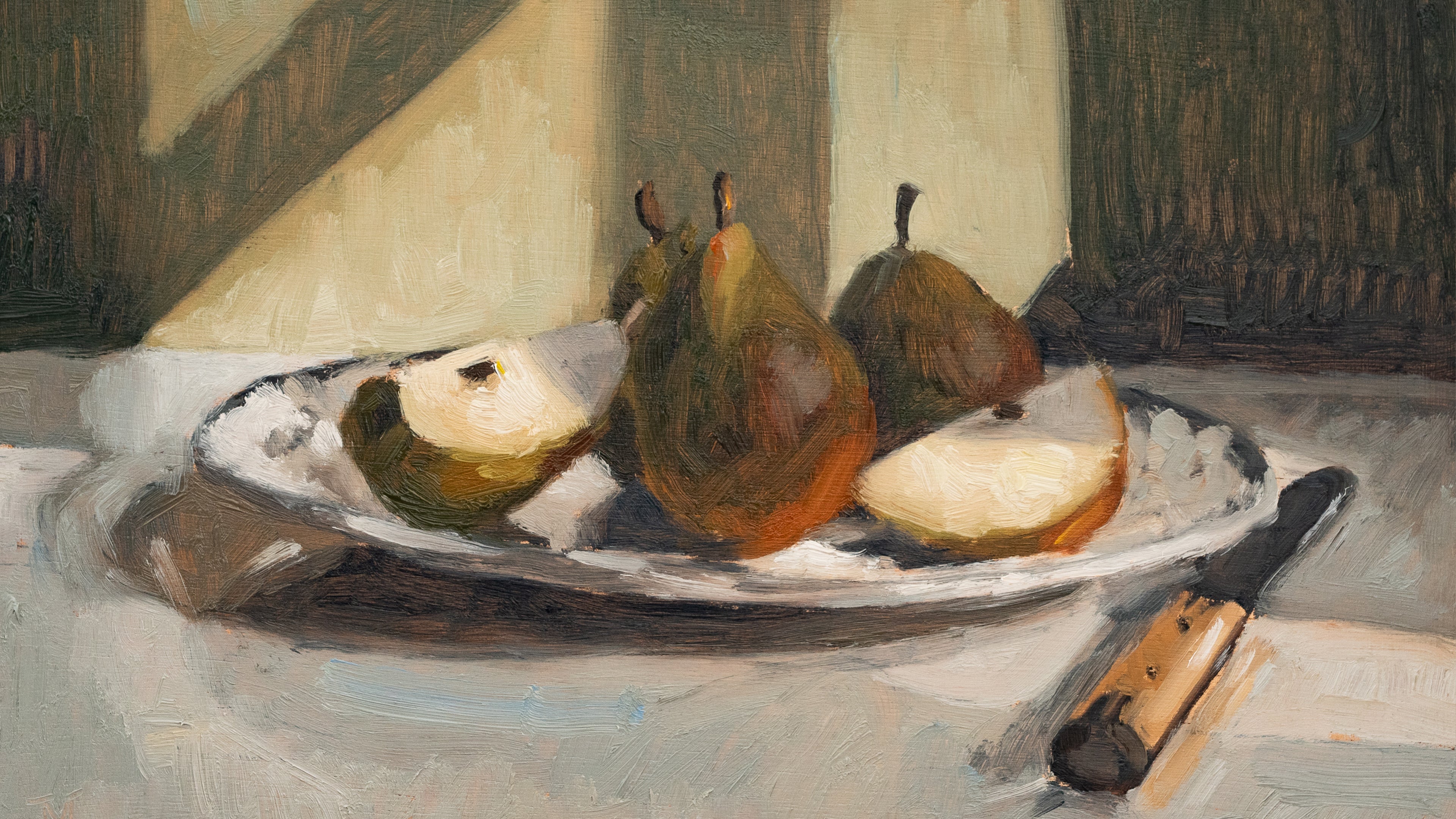 Sliced Pears on a Plate